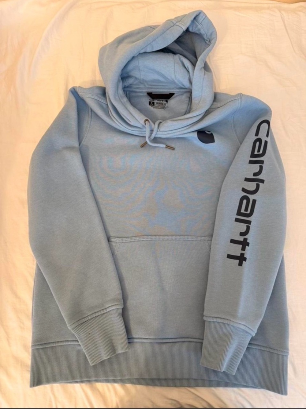 Carhartt Light Blue Logo Sleeve Pullover Hoodie